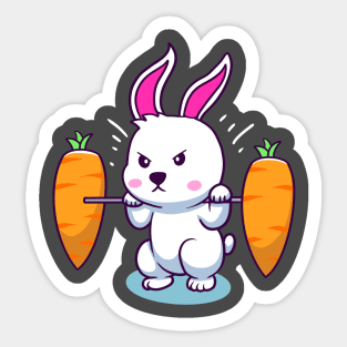 Rabbit Lifting Carrots Barbell Sticker